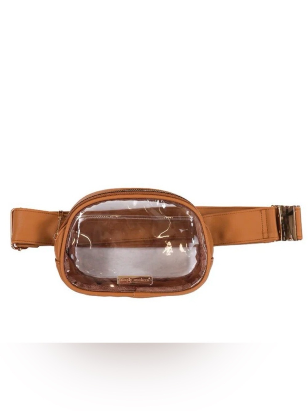 Stadium Staple Clear Tan (Chai) Simply Southern Faux Leather Adjustable Belt Bag